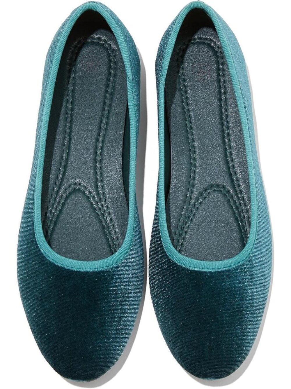 Women's Teal Comfortable Soft Suede Velvet Slip On Loafer Ballet Flat Shoes